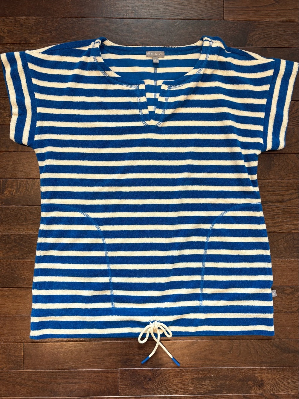 T by Talbots Terry Cloth Short Sleeve Top Swim Cover-Up Nautical